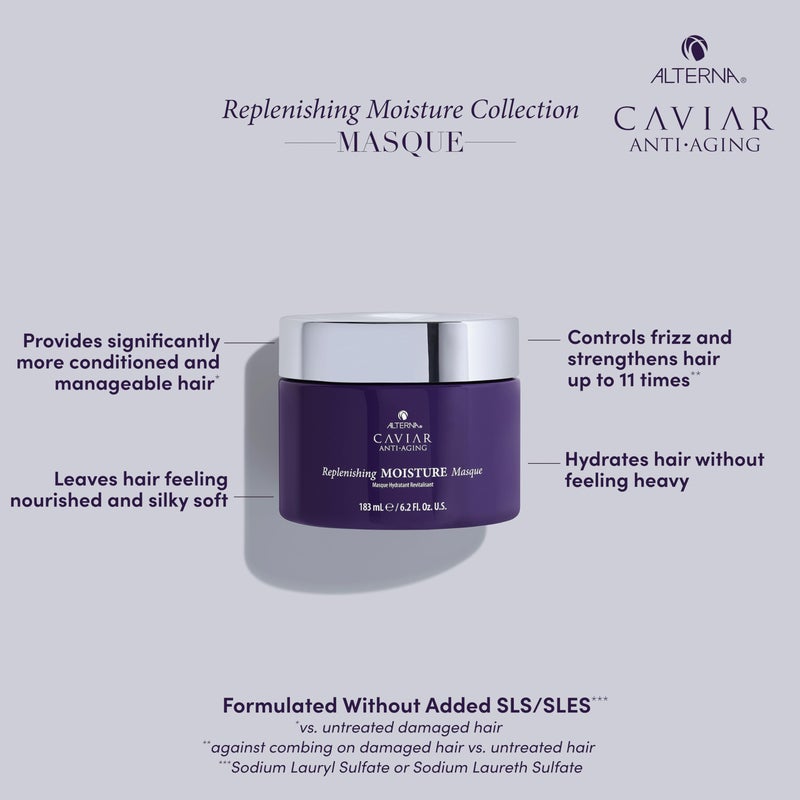Alterna Haircare CAVIAR Anti-Aging Replenishing Moisture Hair Masque 6.2 oz | Replenishes Dry, Coarse, Damaged Hair | Controls Frizz and Smoothes Hair | Sulfate Free - Image 2