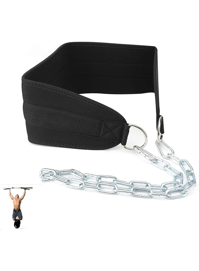 X spring Weighted Dip Belt Durable Workout Belt Lifting Belt Sport Dip Belt with Chain Double D ring Weightlifting Back Support Strap Portable Push ups Lunges for Gym for Home - Image 1