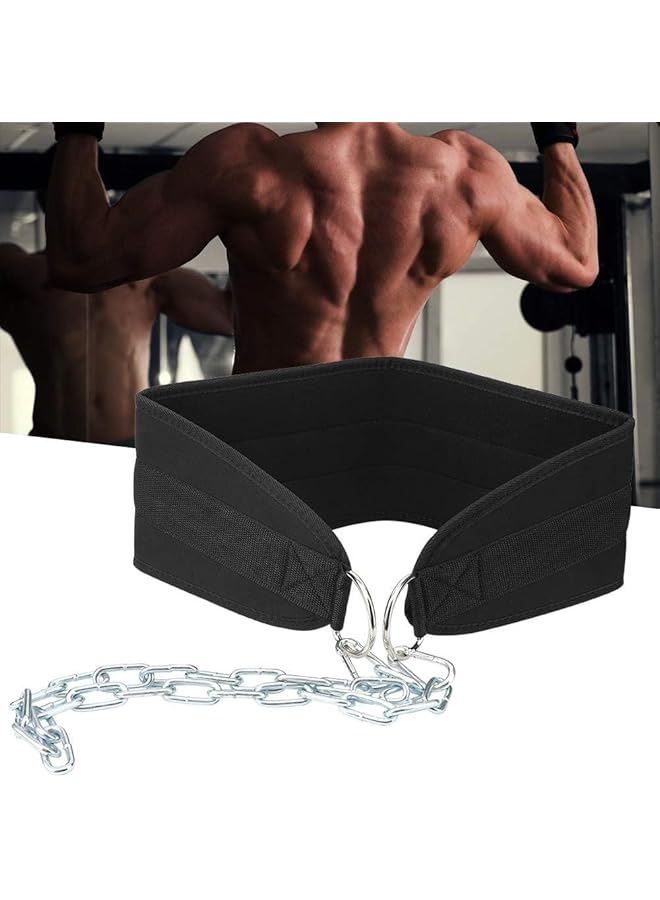 X spring Weighted Dip Belt Durable Workout Belt Lifting Belt Sport Dip Belt with Chain Double D ring Weightlifting Back Support Strap Portable Push ups Lunges for Gym for Home - Image 2