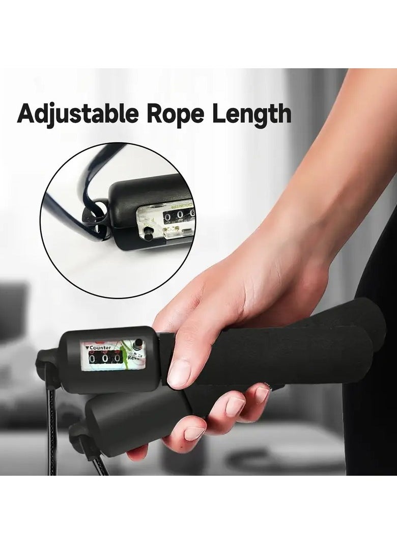 Goolsky 1pc Black Jump Rope with Counter and Adjustable Rope Length, Double Wear-Resistant Design, Comfortable Foam Grip, PVC Material for Fitness Training - Uncharged Exercise Equipment  - Image 4