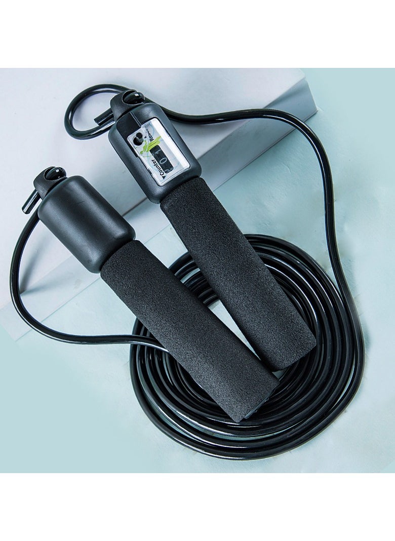 Goolsky 1pc Black Jump Rope with Counter and Adjustable Rope Length, Double Wear-Resistant Design, Comfortable Foam Grip, PVC Material for Fitness Training - Uncharged Exercise Equipment  - Image 5