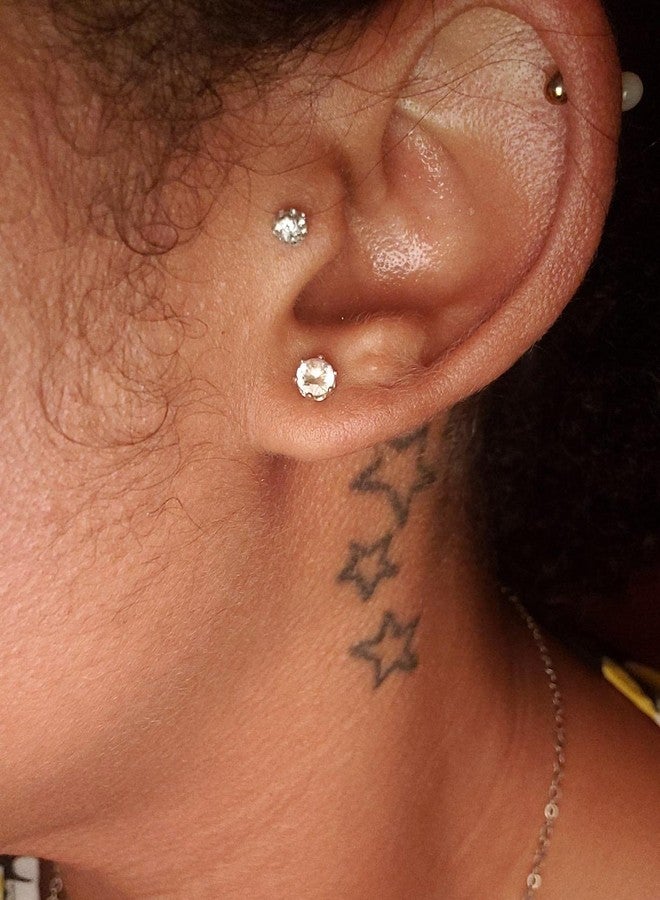 QWALIT أقراط شفاه شفافة من QWALIT، مقاس 16G، مصنوعة من البلاستيك، مناسبة للغضروف والزنمة، مع مثبتات، مناسبة للعمل، مرصعة بالزركونيا المكعبة، من Bioflex، بتصميم ميدوسا، متوفرة بأحجام 6 مم، 8 مم، 10 مم، و12 مم. - Image 4