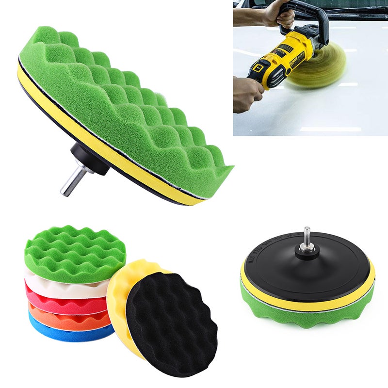 10Pcs 7" Polishing Buffing Waxing Pad Kit Tool For Car Polisher Buffer With Drill Adapter - Image 4