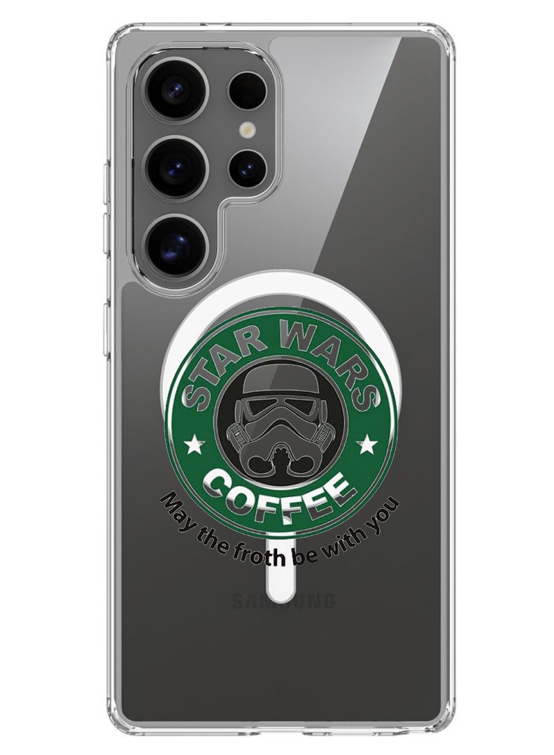 Theodor Magnetic Case for Samsung Galaxy S25 Ultra 6.9-inch Compatible with MagSafe Wireless Charging, Shockproof Phone Bumper Cover StarWars Coffee - Image 1