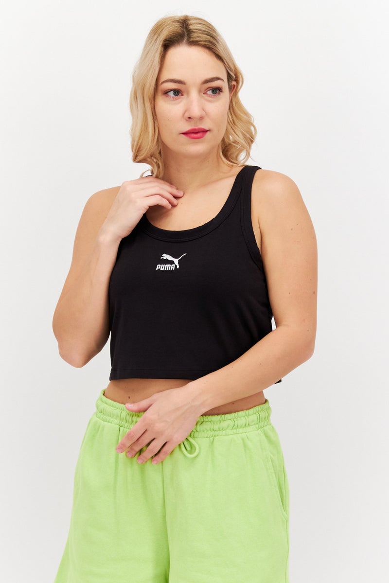 PUMA Women Sportswear Fit Sleeveless Running Tops, Black/White - Image 1