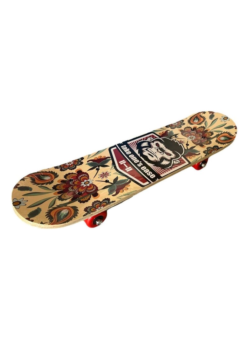 Generic Kids Outdoor wooden Skateboard Beginner Sticker Holder Double Rocker Skateboard short Board Full Size [Medium]  - Image 3