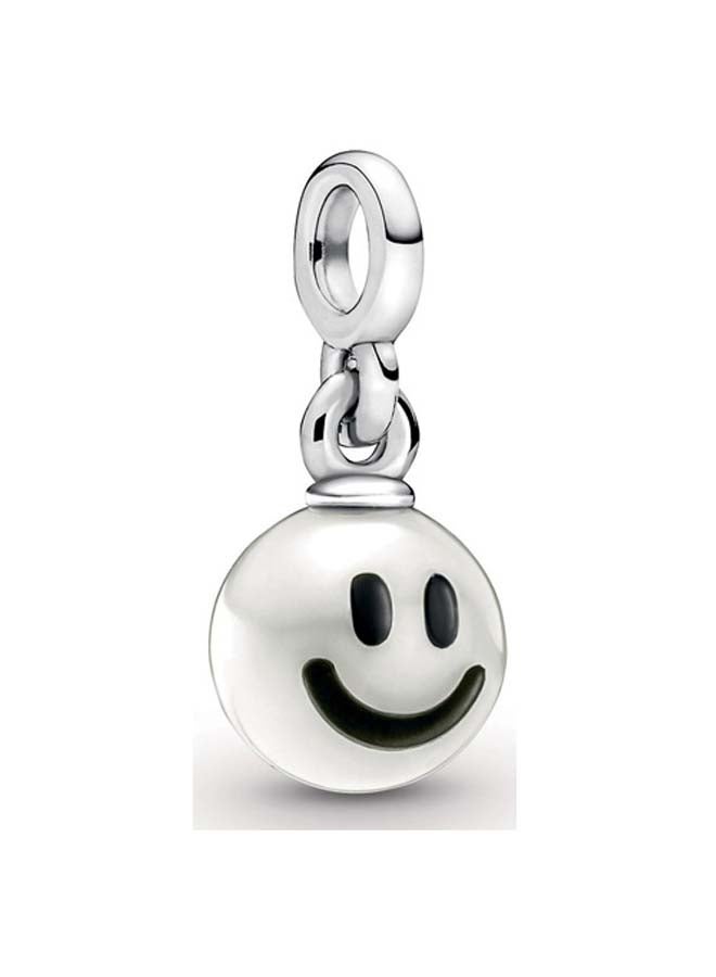 PANDORA Smiley Sterling Silver Mini Dangle with White Freshwater Cultured Pearl And Black Enamel 