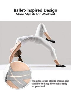 GIFT Yoga Socks for Women Non-Slip Grips & Straps, Ideal for Pilates, Pure Barre, Ballet, Dance, Barefoot Workout (Grey)  - Image 5