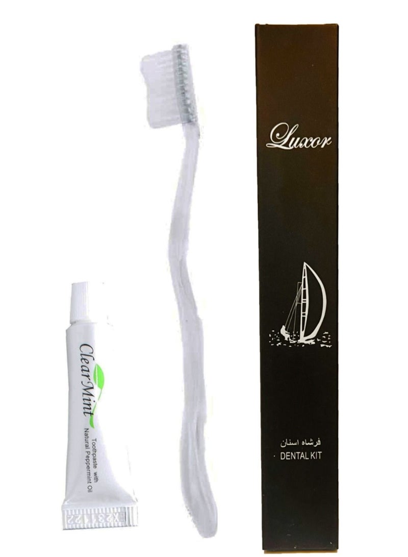 Luxor Luxor Disposable Toothbrush & Toothpaste Toiletries Set in Bulk Ideal Size Hotel Amenities Dental Kit For Adults & Kids Pack of 50  - Image 1