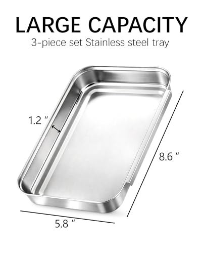 FANGSUN Breading Trays Set of 3, Interlocking Stainless Steel Tray for Chicken, Fish, or Meat, Deep Dredging Trays for Breading, Oven-Safe and Kitchen-Friendly Prep Pans for Marinating & Baking - Image 3