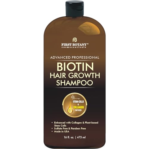 First Botany Hair Regrowth and Anti Hair Loss Shampoo 16 fl oz, with DHT blockers, Collagen & Stem Cells- Daily Hydrating, Detoxifying, Volumizing Shampoo For Men and Women - Image 1