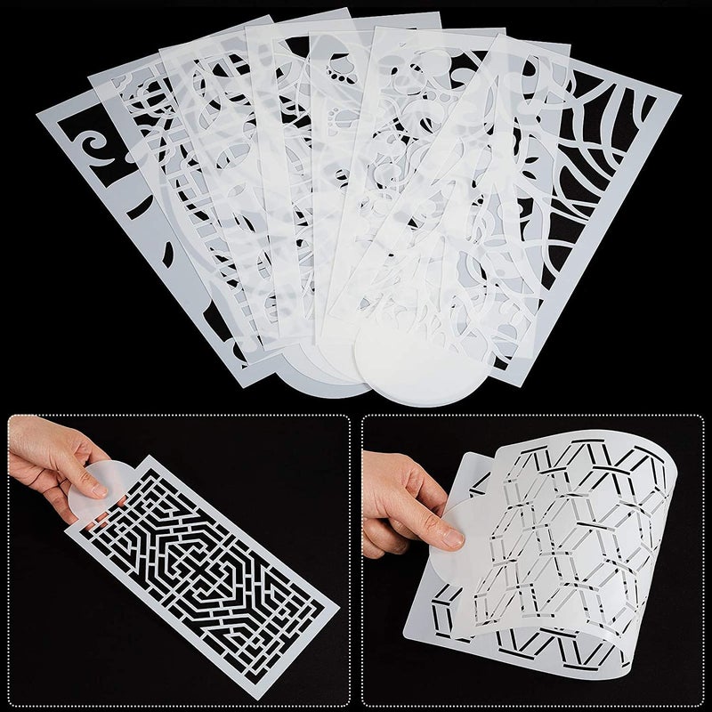 Ivanas 16 Pieces Cake Decoration Stencils Templates Floral Wedding Cake Molds Cookie Fondant Dessert Decorating Supplies Spray Flower Edge Molding Baking Mesh Tool Cake Decoration (Classic Style), CK-03 - Image 3