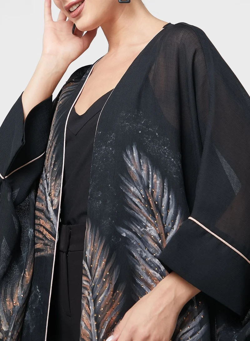 Thouq Cape Sleeve Printed Dress
