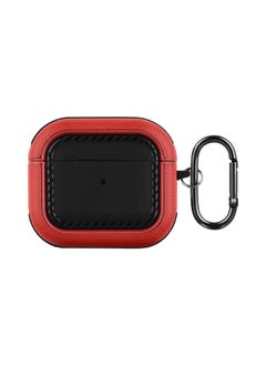 Generic Case Cover For AirPods 3 Leather Texture Earphone Protective Case Black Red 