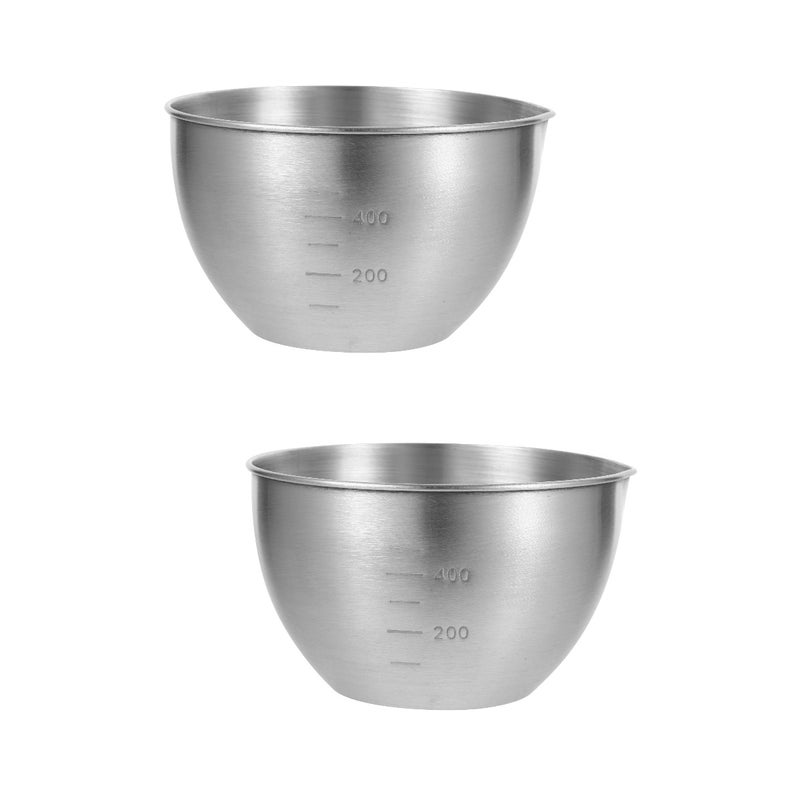 2pcs Stainless Steel Bowl Kitchen Mixing Bowl Food Storage Bowl Salad Bowl with Scale - Image 1