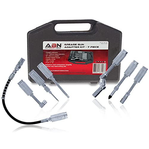 ABN Lube Accessory Kit - 7pc Automotive Universal Grease Coupler Kit and Grease Gun Attachments with Carrying Case - Image 1