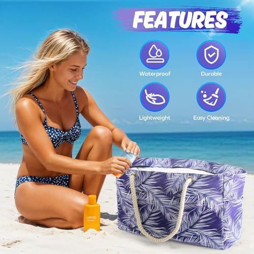 SRISE Large Beach Bag for Women & Men, Beach Bags Waterproof Sandproof, Travel Tote Bag, Swim Pool Bag for Family Outdoor - Image 5
