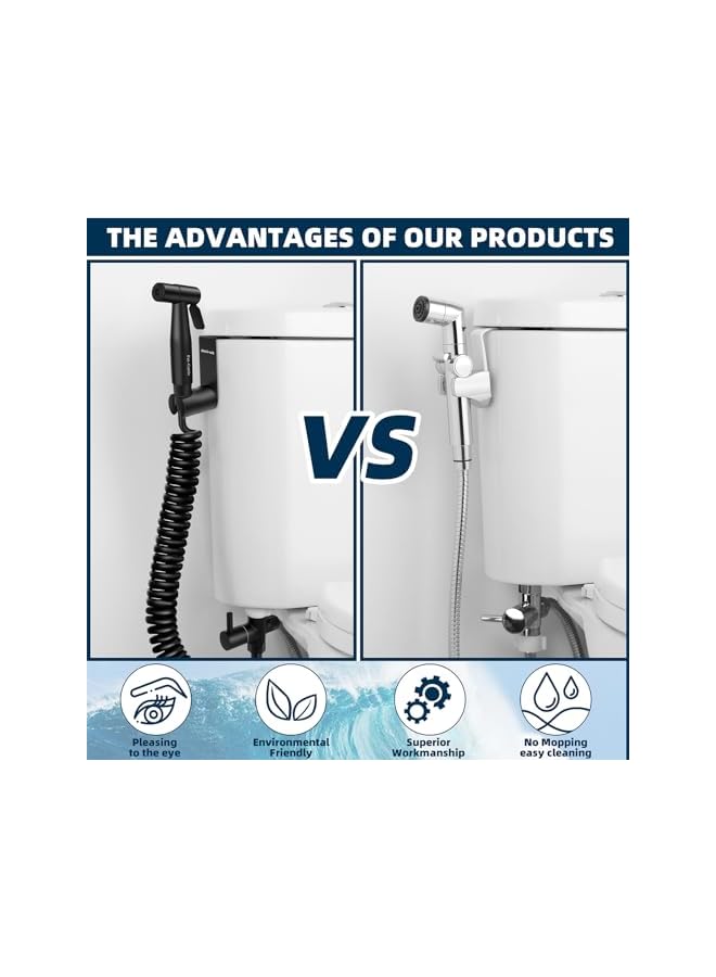 The Bros Flexible Bidet Spray Hose Telescopic Bidet Hose G1/2 (20mm) Threaded Connector 2m Grey - Image 2