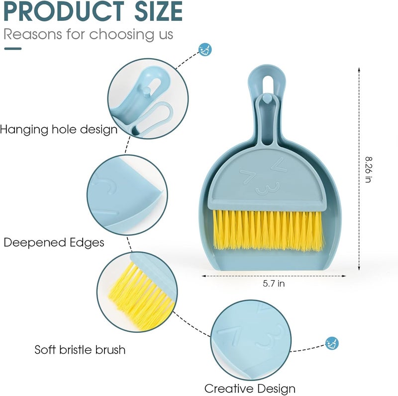 Tazweeq Small Broom and Dustpan Set, Mini Compact Portable Cleaning Tool, Handheld & Hangable Dustpan and Brush Set, Ideal for Home, Office Desks & Pet Areas - Image 2