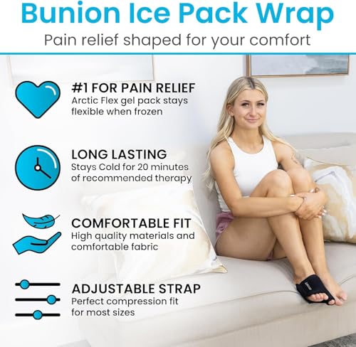 Arctic Flex Foot Ice Pack (Pair) Toe Wrap for Bunion, Plantar Fasciitis, Hallux Valgus, Gout, Swelling & Injuries - Cold & Heat Gel Therapy for Joint Pain Relief & Feet Recovery - Reusable Compression - Image 2