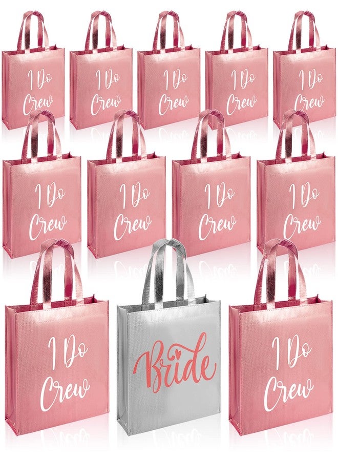 Cindeer 12 Pcs Let's Go Girls Bridesmaid Bags Holographic Bachelorette Gift Bags Glossy Bags(Silver, Rose Gold,I Do Crew) - Image 1