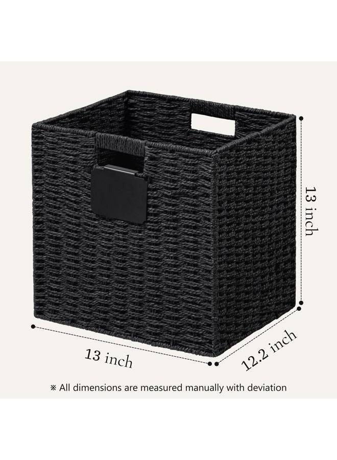 UBBCARE 4 Pack Wicker Basket, 13L×13H×12.5W Storage Basket for Organizing & Decor, Black - Image 2
