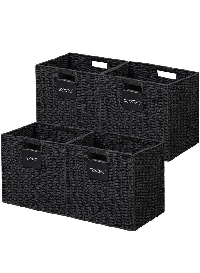 UBBCARE 4 Pack Wicker Basket, 13L×13H×12.5W Storage Basket for Organizing & Decor, Black - Image 1