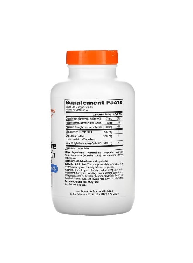 دكتورز بست Glucosamine Chondroitin MSM with OptiMSM 360 Veggie Capsules - Image 2