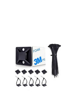 Cable Ties, 100Pcs Zip Tie Adhesive Mounts, Self Adhesive Cable Tie Base Holders, Adhesive Backed Mount with 500Pcs Nylon Cable Tie for Cable Management, DIY, Home, Office & Workshop