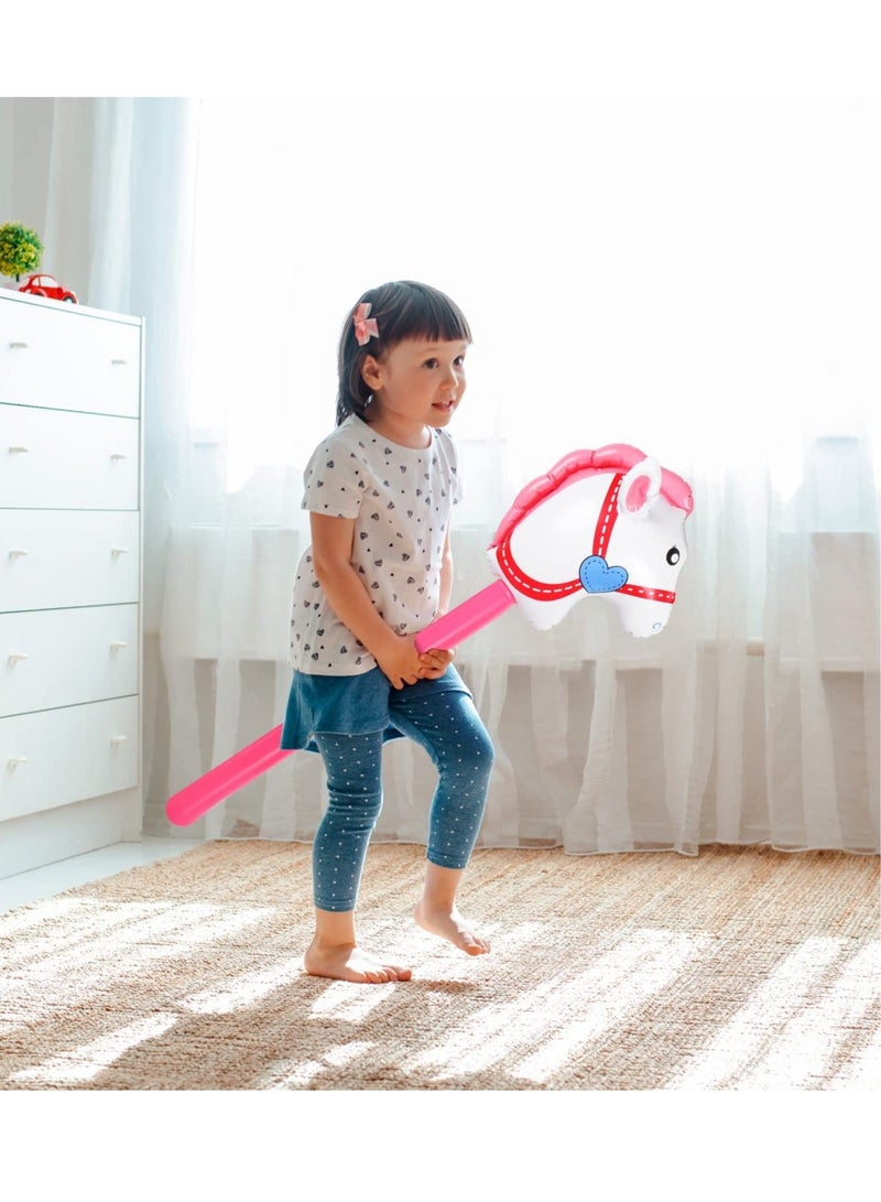 4 Pcs Inflatable Stick Horse, 37 Inches Inflatable Horse Stick Balloon Pony Stick Horse Themed Birthday Party Decorations Supplies Party Favors Props Inflatable Horse Costume Stick, Red Pink - Image 4