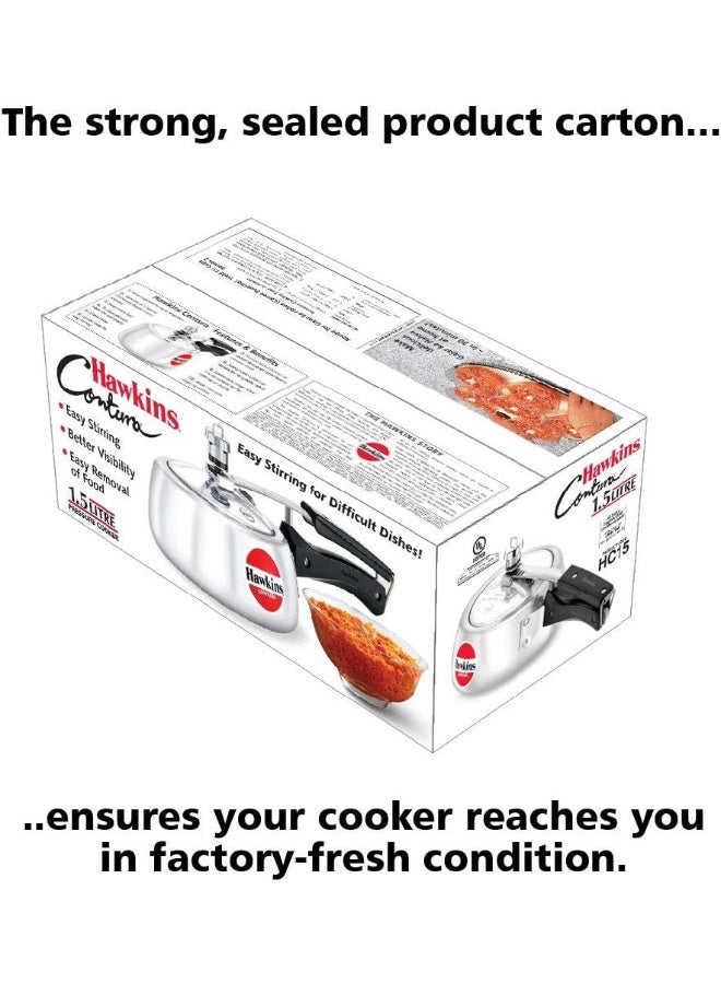 Hawkins 1.5 لتر وعاء ضغط من الألمنيوم غطاء داخلي كونتورا 1.5 لتر فضي Hc15 1.5 لتر فضي - Image 5