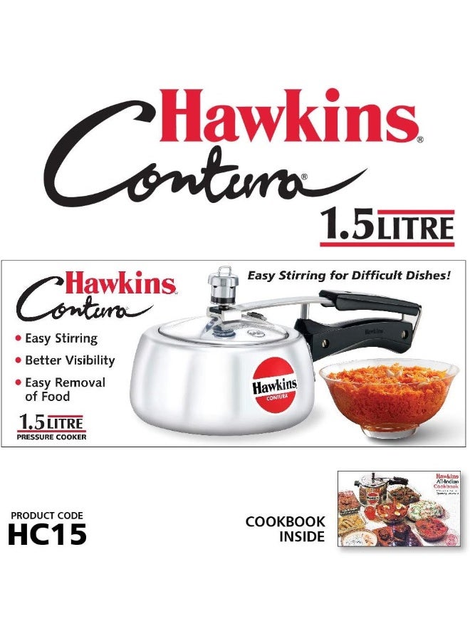 Hawkins 1.5 لتر وعاء ضغط من الألمنيوم غطاء داخلي كونتورا 1.5 لتر فضي Hc15 1.5 لتر فضي - Image 2