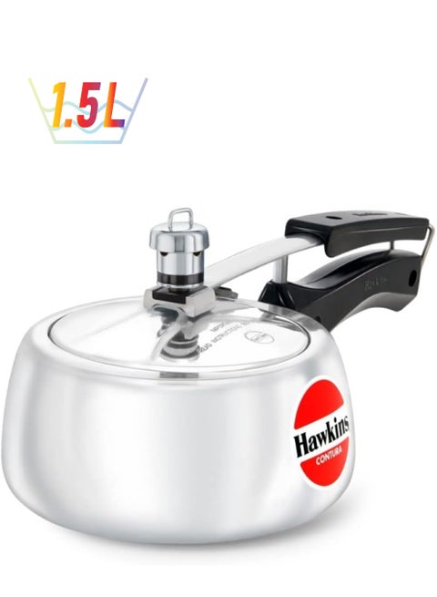 1.5Liters Contura Aluminium Pressure Cooker, Inner Lid (HC15), Silver Silver