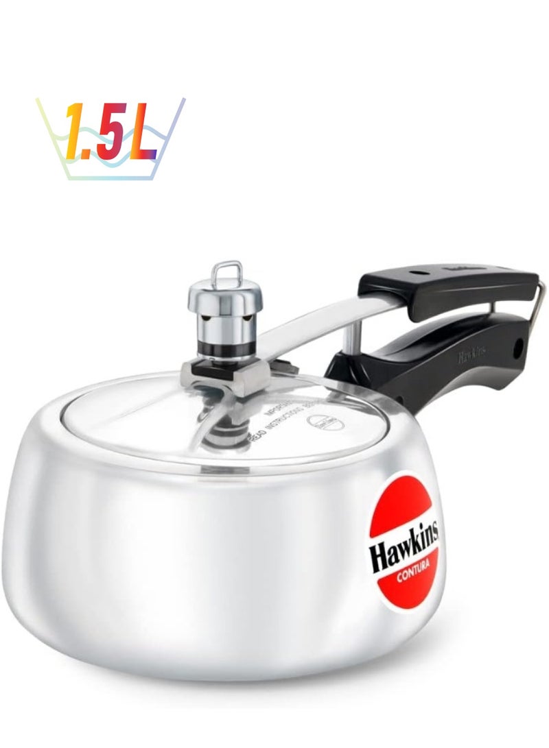 Hawkins 1.5 لتر وعاء ضغط من الألمنيوم غطاء داخلي كونتورا 1.5 لتر فضي Hc15 1.5 لتر فضي - Image 1