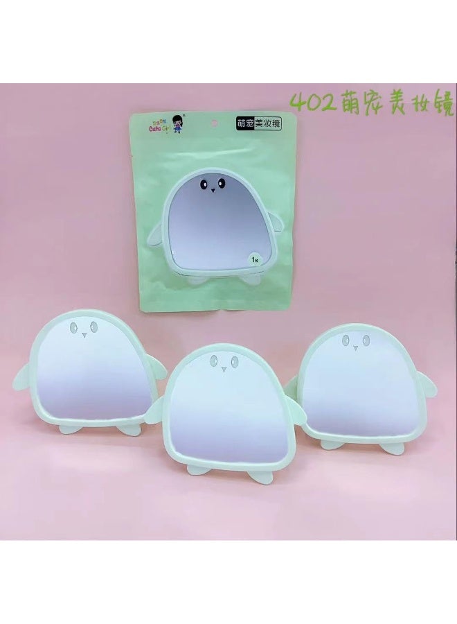 Mini Mirror, Cute Cartoon Desktop Single Sided Vertical Mirror with Stylish Shape, Unique Colors and Design to Hold Items (Multi Color) (1, penguin cute) - Image 4