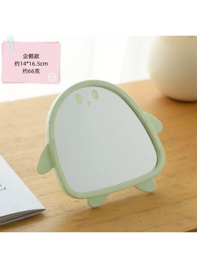Mini Mirror, Cute Cartoon Desktop Single Sided Vertical Mirror with Stylish Shape, Unique Colors and Design to Hold Items (Multi Color) (1, penguin cute) - Image 1