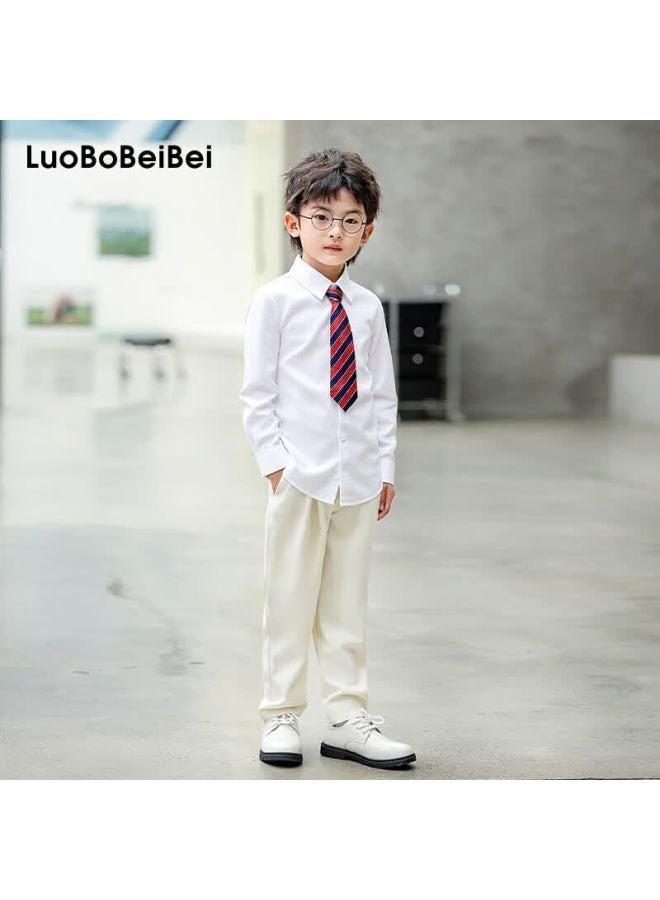 Luobobeibei Children's White Long Sleeve Shirt Boys Suit Shirt Bow Tie Host Piano New Year Outfit Hly3 140 - Image 1