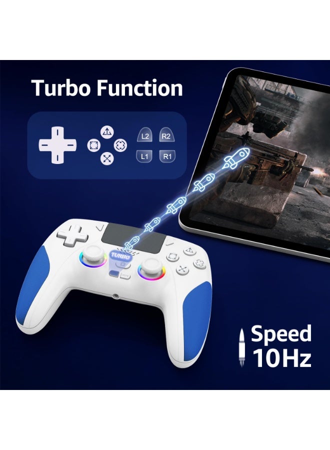 وحدة تحكم لاسلكية لأجهزة PS5 والكمبيوتر، بعصا تحكم وأزرار تحكم بتقنية Hall Effect، مع وظائف برمجة وإعادة تعيين وتسريع وإضاءة LED، واهتزاز مزدوج، باللون الأبيض - Image 4