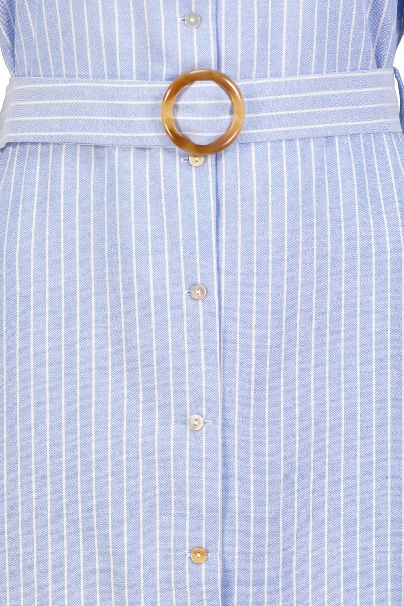 bebe Women Stripe Shirt Dress, Heather Blue - Image 2