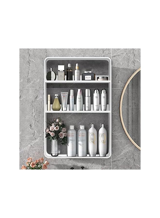 AUTOYSUR Tier Bathroom Shelf Wall Mounted，Self Adhesive Shower Shelves,Stainless Steel Wall Hanger Storage Rack，Bathroom Organizer Shelf Over The Toilet,Utility Shelves for Living Room Kitchen (White)  - Image 2