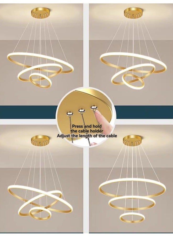 ERENYEA Smart Modern LED Pendant Light, 3 Rings LED Chandeliers Fixture Dimmable Contemporary Circular LED with  3 Color in One LED Light, 48W - Image 3