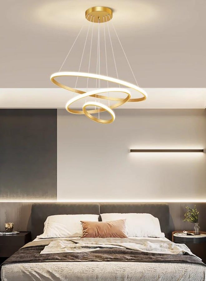 ERENYEA Smart Modern LED Pendant Light, 3 Rings LED Chandeliers Fixture Dimmable Contemporary Circular LED with  3 Color in One LED Light, 48W - Image 2