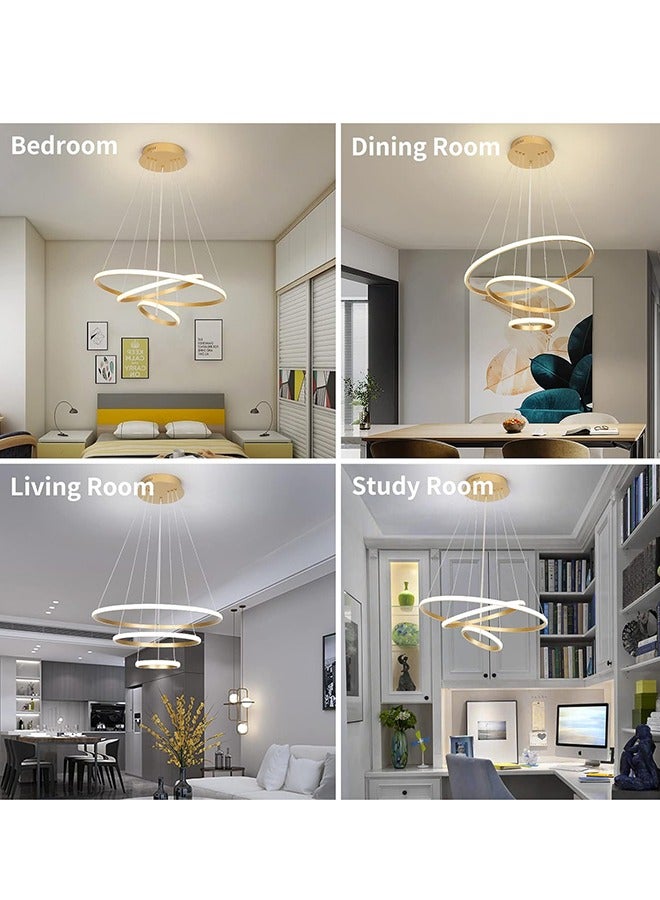 ERENYEA Smart Modern LED Pendant Light, 3 Rings LED Chandeliers Fixture Dimmable Contemporary Circular LED with  3 Color in One LED Light, 48W - Image 4