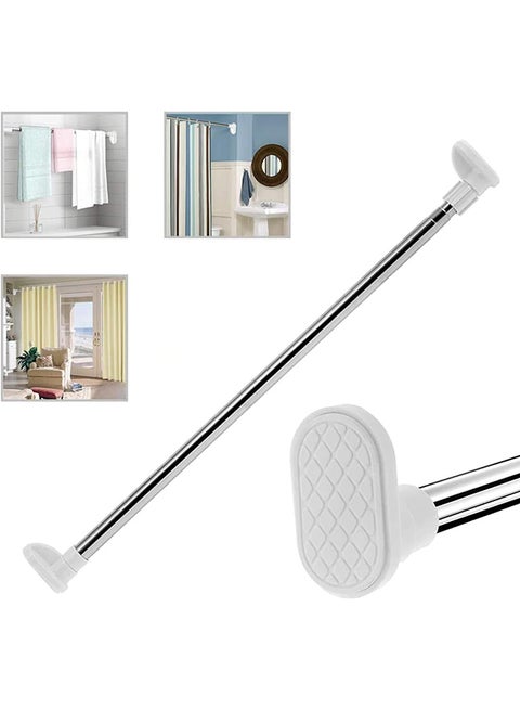 Shower Curtain Rail Curtain Rod Short Extendable Stainless Steel Tension Rod With No Drilling Modern Telescopic Shower Curtain Pole - 110X200Cm