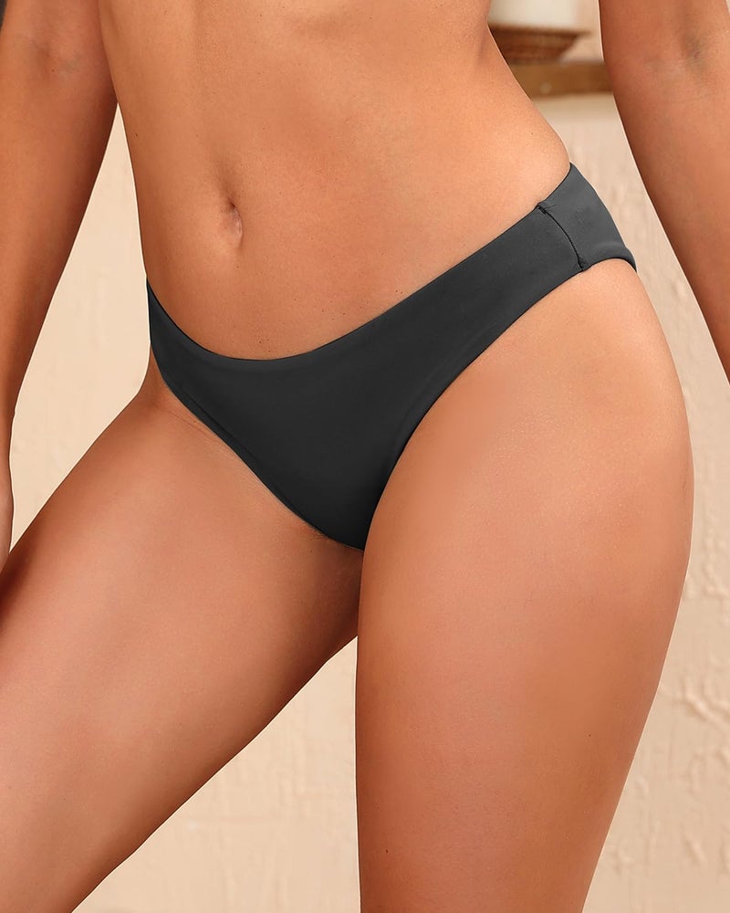 Tempt Me Women Low Rise Bikini Bottoms - Black Moderate Coverage Bathing Suit Bottoms Low Waisted Swimsuit Bottoms Brief Swimwear 2025 S - Image 4