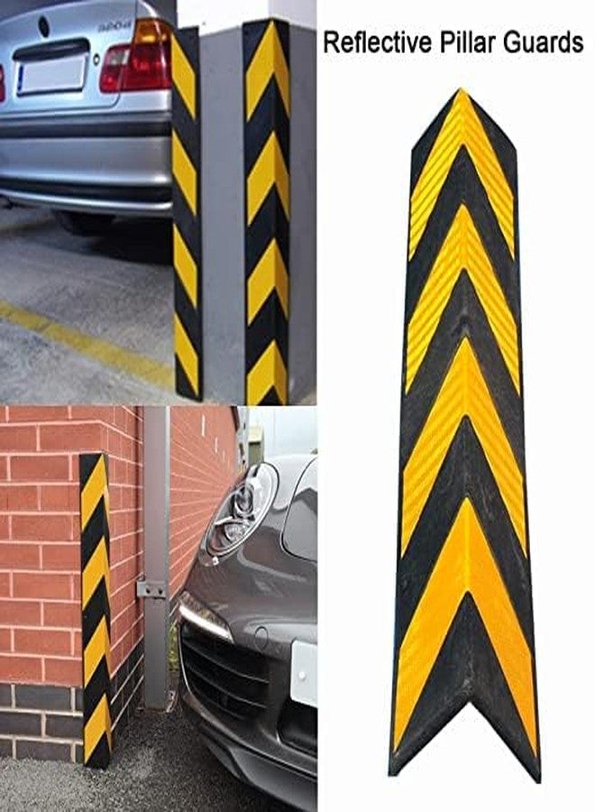 TheMujtaba Parking Corner Guard/Rubber Corner Guard/Speed Bumper Black/Yellow Color Diagonal Stripes for Visibility| 2 Piece - Image 3