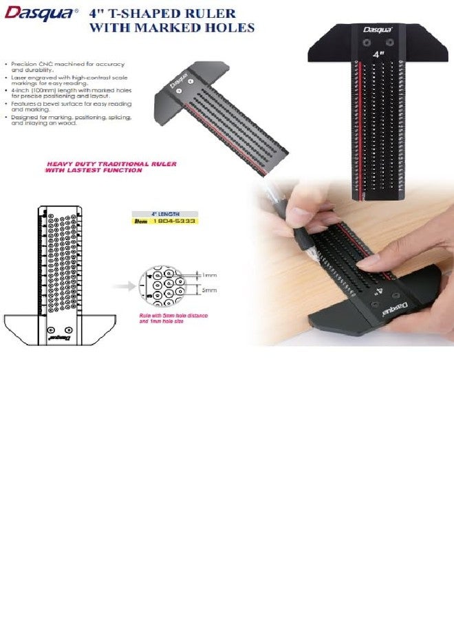 Dasqua 1804-5333 4-Inch T-Shaped Ruler with Marked Holes - Image 5