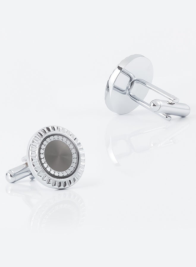 أزرار أكمام دائرية أنيقة من المينا - أزرار أكمام معدنية فرنسية من النحاس - أزرار أكمام دائرية من المينا النحاسية بنقشة معدنية - مزينة بنقشة زهور محفورة (زوج واحد 18 مم) - Image 3