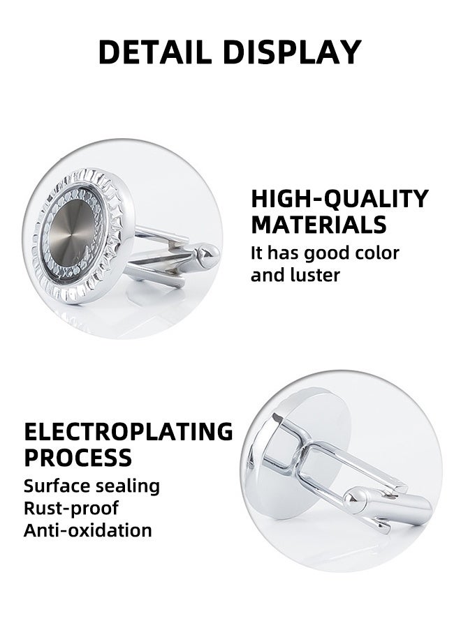 أزرار أكمام دائرية أنيقة من المينا - أزرار أكمام معدنية فرنسية من النحاس - أزرار أكمام دائرية من المينا النحاسية بنقشة معدنية - مزينة بنقشة زهور محفورة (زوج واحد 18 مم) - Image 4