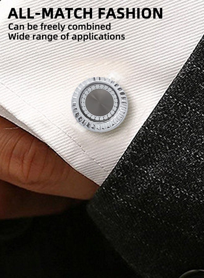 أزرار أكمام دائرية أنيقة من المينا - أزرار أكمام معدنية فرنسية من النحاس - أزرار أكمام دائرية من المينا النحاسية بنقشة معدنية - مزينة بنقشة زهور محفورة (زوج واحد 18 مم) - Image 5